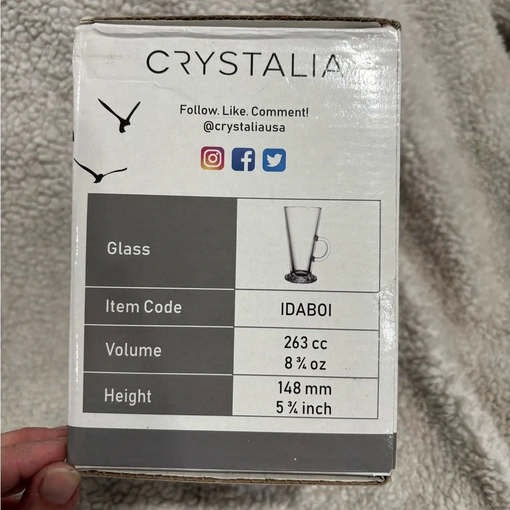 Crystalia Irish Coffee Glasses Set of 2,‎ Latte Mugs- small 9 oz.